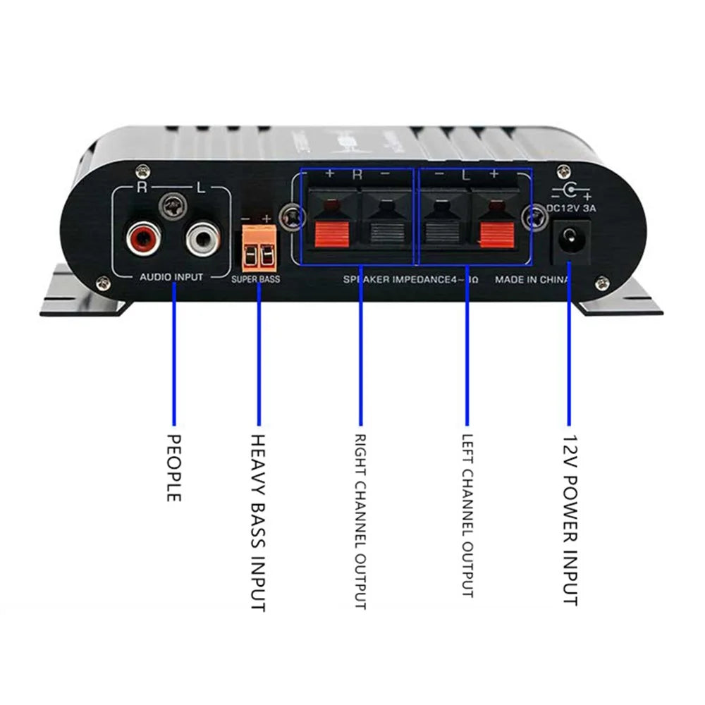 ST-838 15x12x3.5cm Audio Sound Power Amplifier Hifi Sound Stereo Receiver with 2A Power Adapter - US Plug / Black - 5