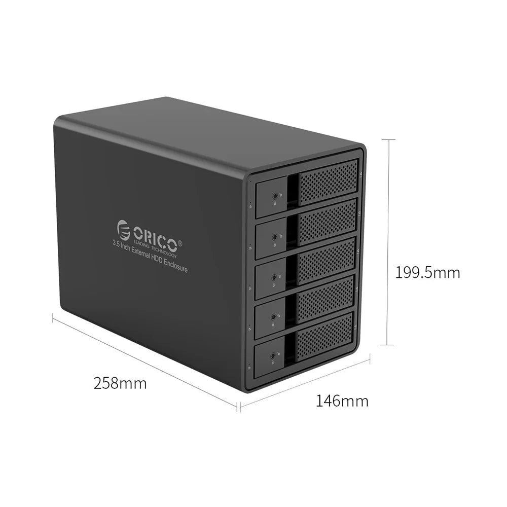 ORICO 9558U3 3.5-inch External Hard Drive Enclosure - Black / EU Plug - 7