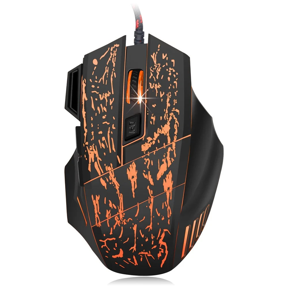 HXSJ Stream Crack Pattern Optical USB Wired Woven Nylon Line Pro Gaming Mouse - 5