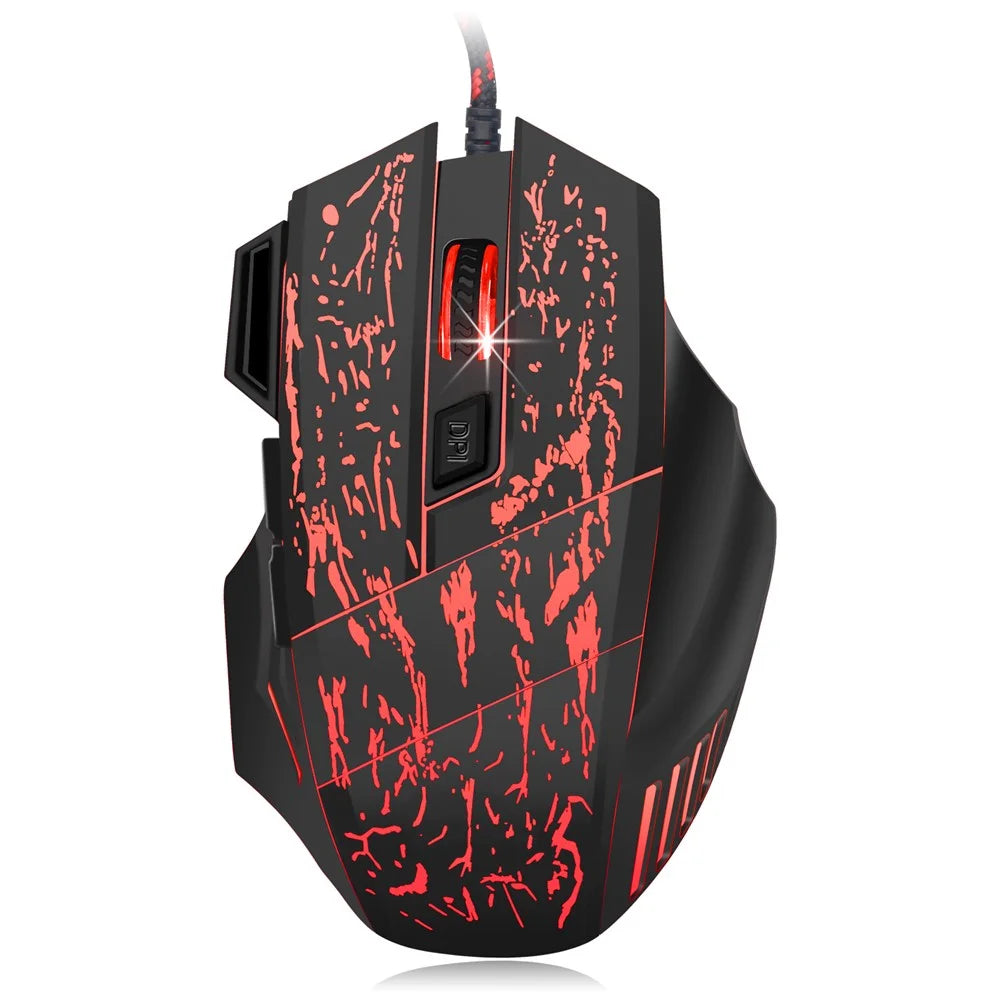 HXSJ Stream Crack Pattern Optical USB Wired Woven Nylon Line Pro Gaming Mouse - 6