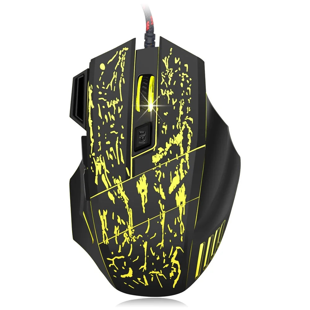 HXSJ Stream Crack Pattern Optical USB Wired Woven Nylon Line Pro Gaming Mouse - 7