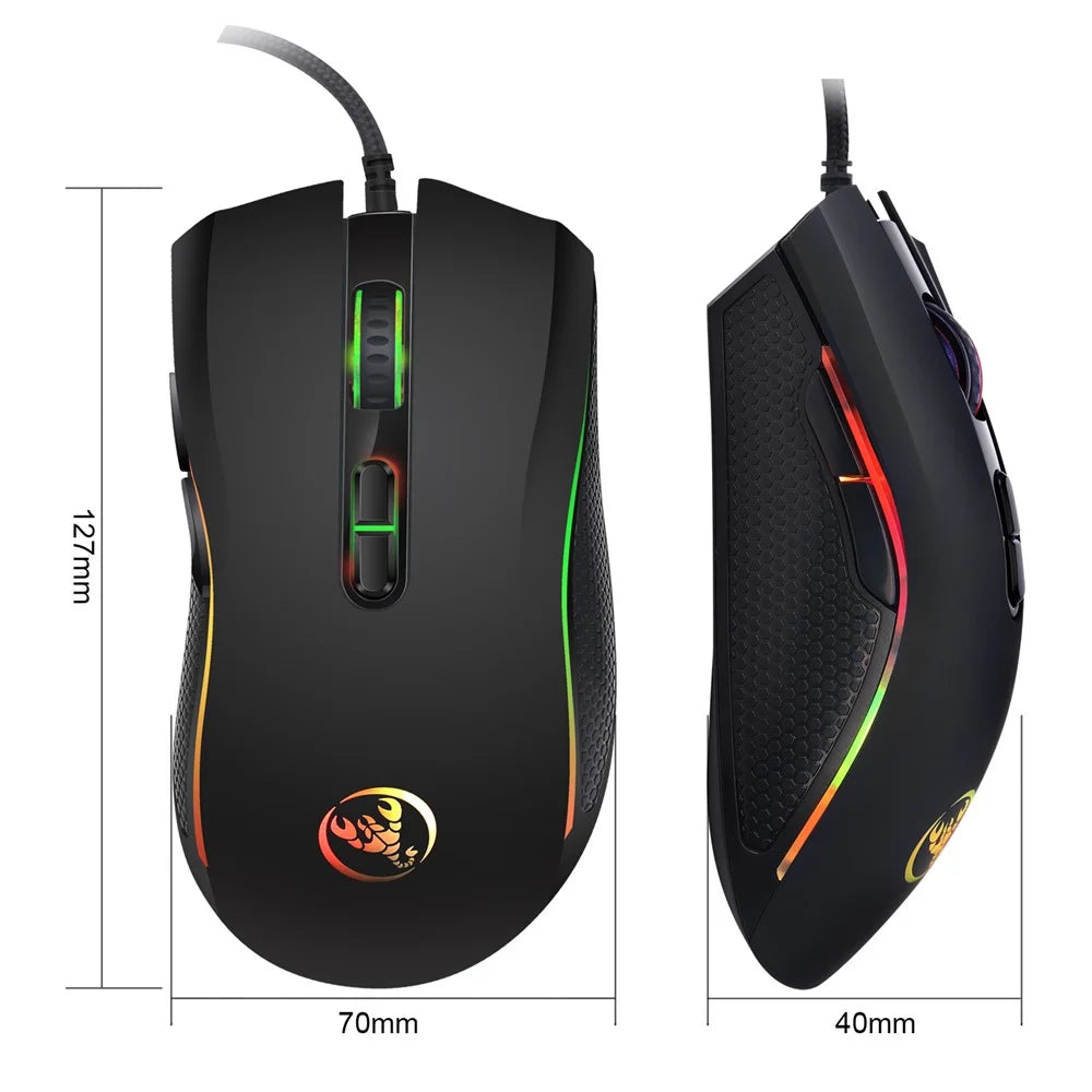 HXSJ A869 Seven Lightning Colors Game Four Gears Adjustment Electronic Sports Mouse - 3