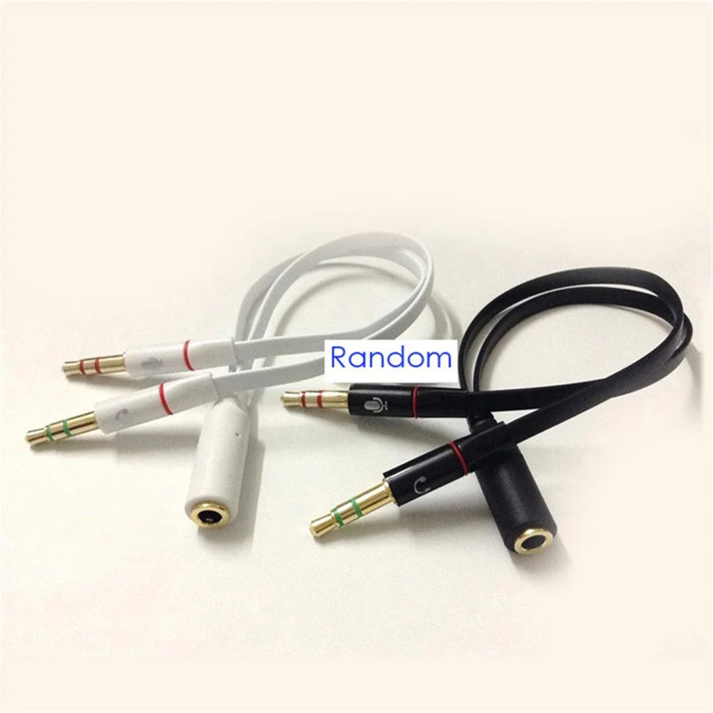 2Pcs 3.5mm Female to Dual 3.5mm Male Headphone Mic Audio Y Splitter Cable Smartphone Headset to PC Adapter - 2