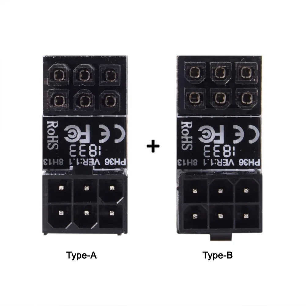 ATX 6Pin Female to 6Pin Male 180 Degree Angled Power Adapter for Desktops Graphics Card - 7