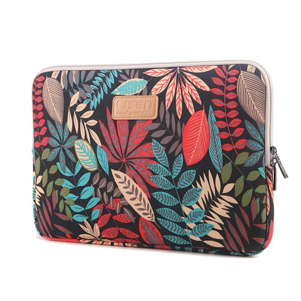 LISEN Colorful Leaves Laptop Sleeve Bag Case for iPad 9.7/iPad Air etc, Size: 27 x 21 x 1.5cm - Black - 2