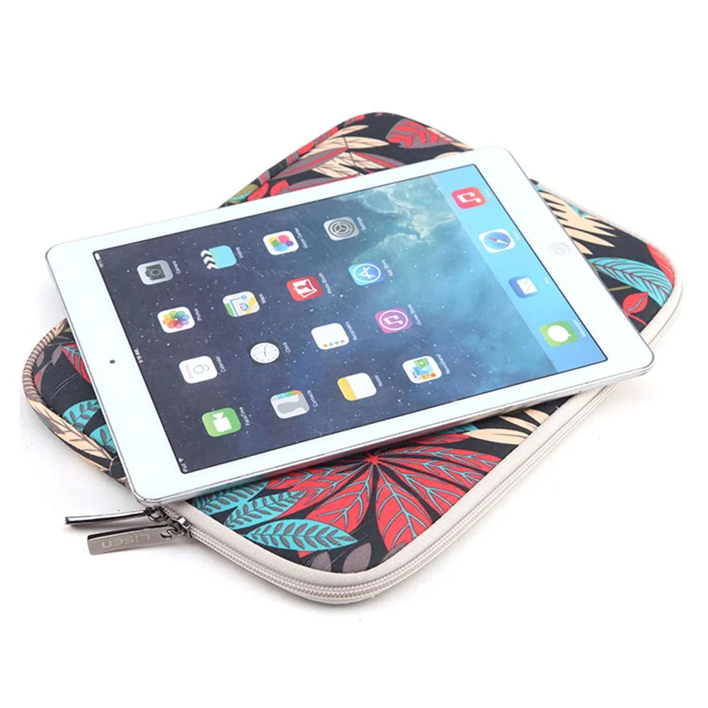 LISEN Colorful Leaves Laptop Sleeve Handbag for iPad mini, Size: 22 x 15.5 x 1.5cm - Black - 2