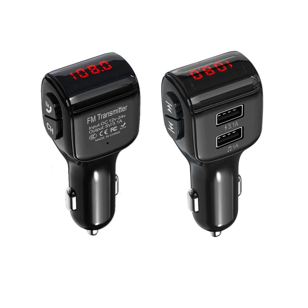 Dual USB Handsfree Car FM Transmitter Bluetooth-compatible 5.0 Wireless U Disk MP3 Player - 2