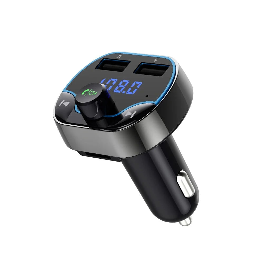 T24 Car FM Tranmitter Voice Navigation Bluetooth-compatible MP3 Player Vehicle Fast Charger for iPhone Samsung Huawei etc. - 3