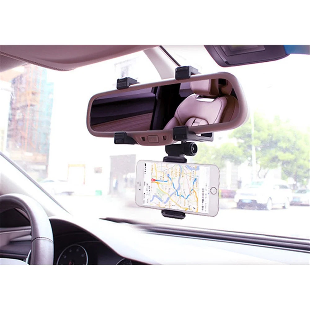 Universal Car Rearview Mirror Mount Phone Holder for iPhone Samsung Huawei GPS Smartphones - 7
