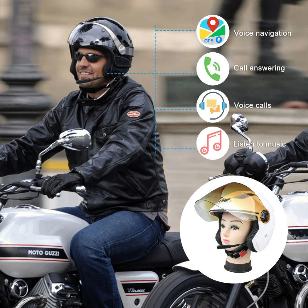 BT8 Motorcycle Helmet Bluetooth-compatible Headset Wireless Earphone Hands-free Speakers Music Headphone - 2