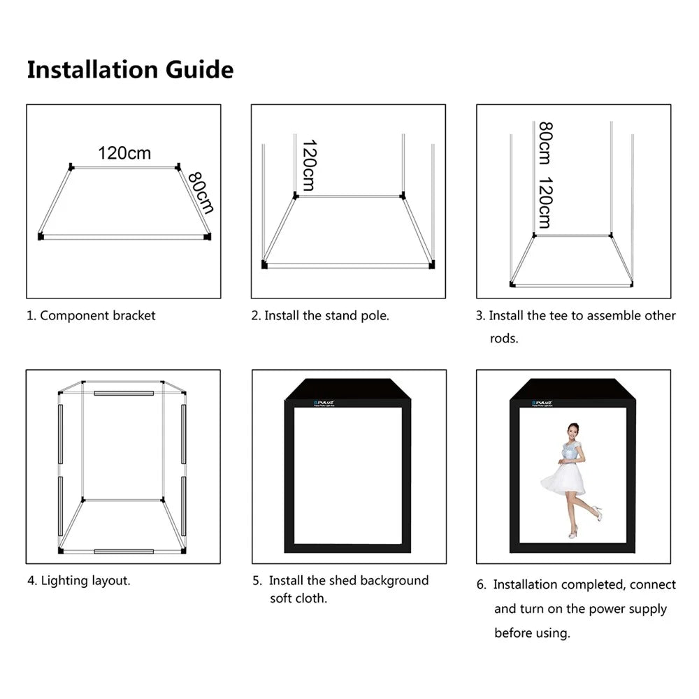 PULUZ PU210 200CM Photography Photo Studio Box 6 Light Strip Bars 240W 5500K Photo Lighting Shooting Tent Kit - US Plug - 6