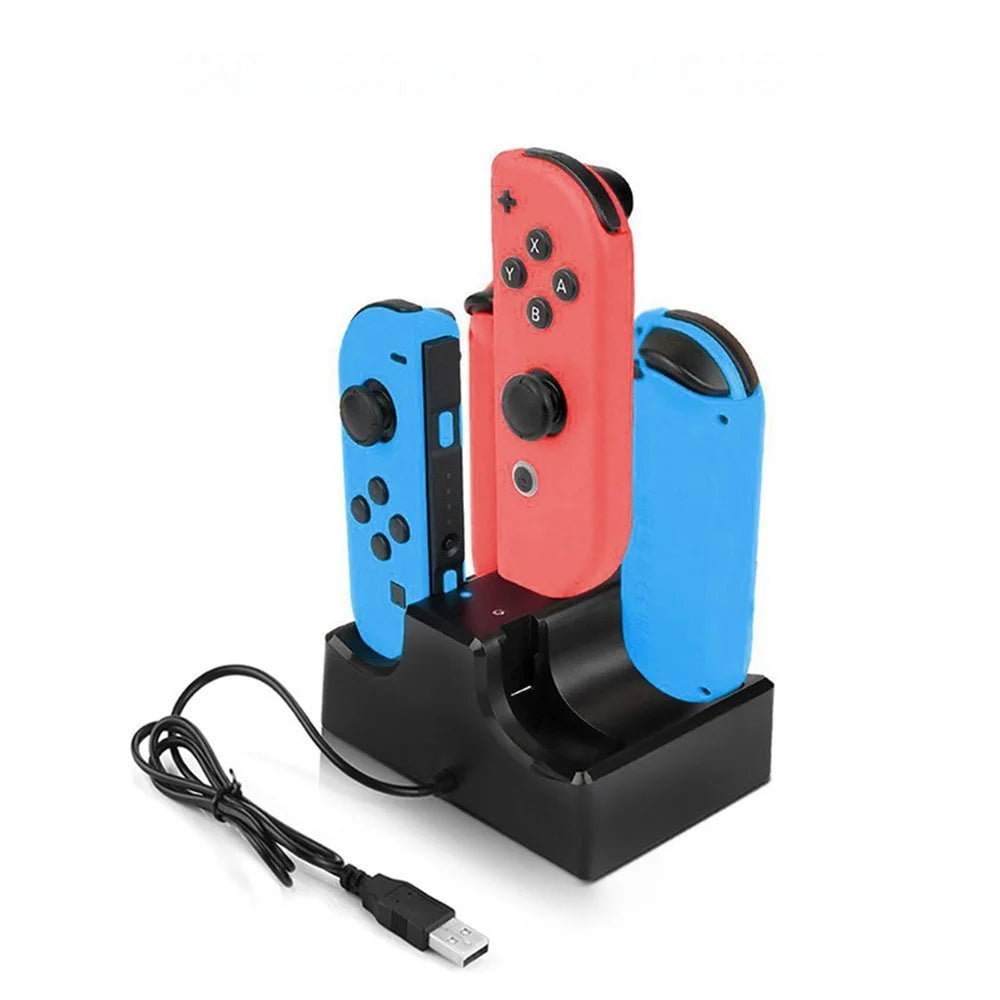4-in-1 Charging Dock Cradle Stand Charging Station with 2 USB Ports for Nintendo Switch Joystick or Smartphones - 2