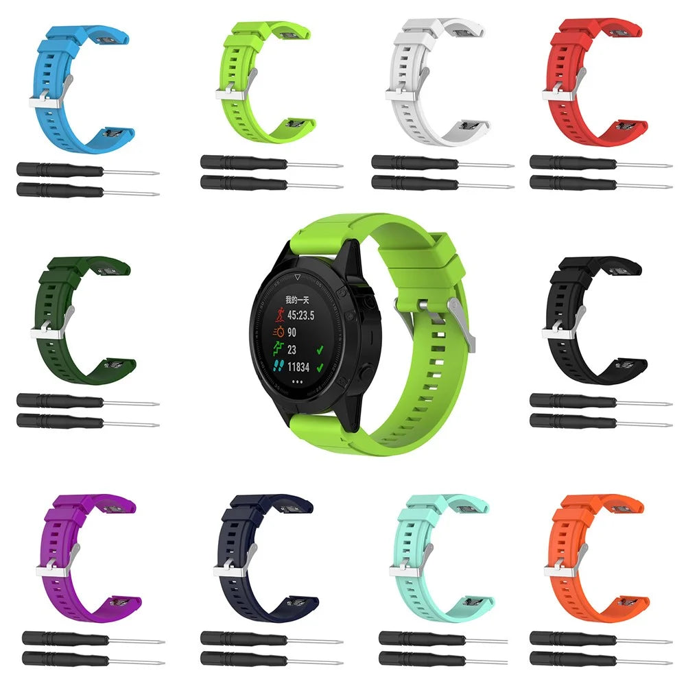 26mm Silicone Watch Strap for Garmin Fenix 6X / Fenix 5X / Fenix 3 HR / Quatix 3 / D2, Soft Adjustable Wristband - Red - 5