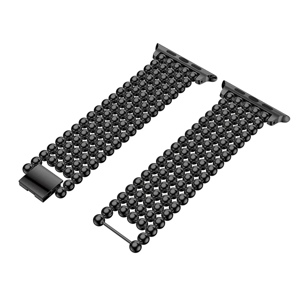 Solid Zinc Alloy Beads Link Chain Watch Band for Apple Watch Series 11 10 42mm / 9 8 7 41mm / SE3 SE2 SE 6 5 4 40mm / 3 2 1 38mm - Black - 4