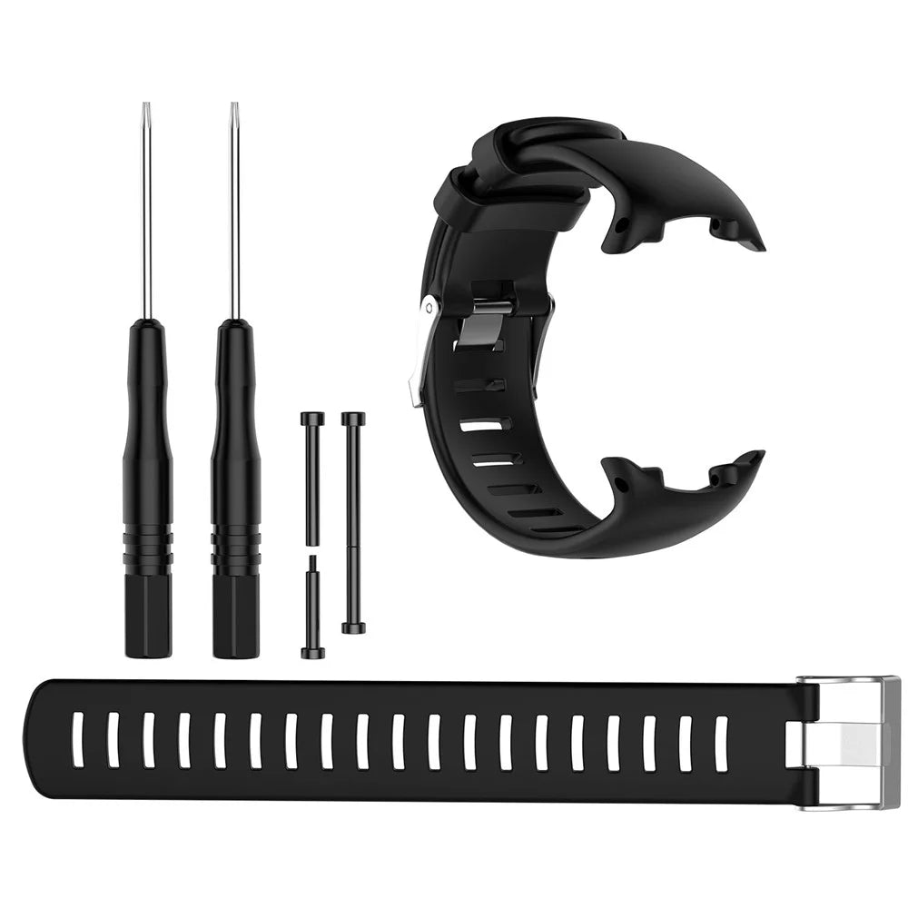 Flexible Silicone Watch Band Strap for Suunto D4i Novo Submersion Watch - Black - 2