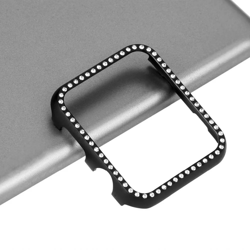 Aluminum Alloy Protective Shell Frame Bumper Diamond Hard Cases for Apple Watch Series SE3 / SE2 / SE1 / 6 / 5 / 4 40mm - Black - 1