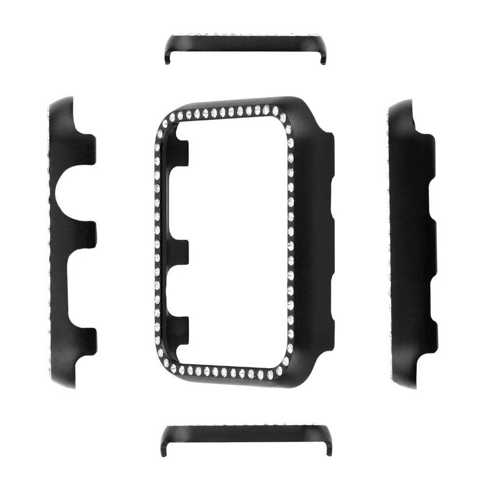 Aluminum Alloy Protective Shell Frame Bumper Diamond Hard Cases for Apple Watch Series SE3 / SE2 / SE1 / 6 / 5 / 4 40mm - Black - 2