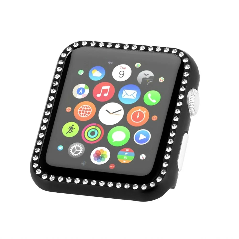 Aluminum Alloy Protective Shell Frame Bumper Diamond Hard Cases for Apple Watch Series SE3 / SE2 / SE1 / 6 / 5 / 4 40mm - Black - 4