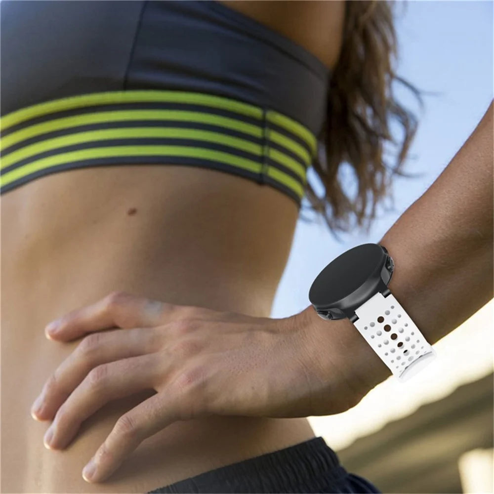 Round Holes Silicone Watch Band Strap for Garmin Forerunner 220 / 230 / 235 / 620 / 630 - White - 5