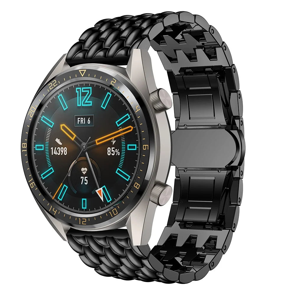 For Huawei Watch GT / Samsung Galaxy Watch 46mm / Samsung Gear S3 Frontier / Gear S3 Frontier 22mm S3 Alloy Butterfly Clasp Watch Strap Link Bracelet - Black - 2