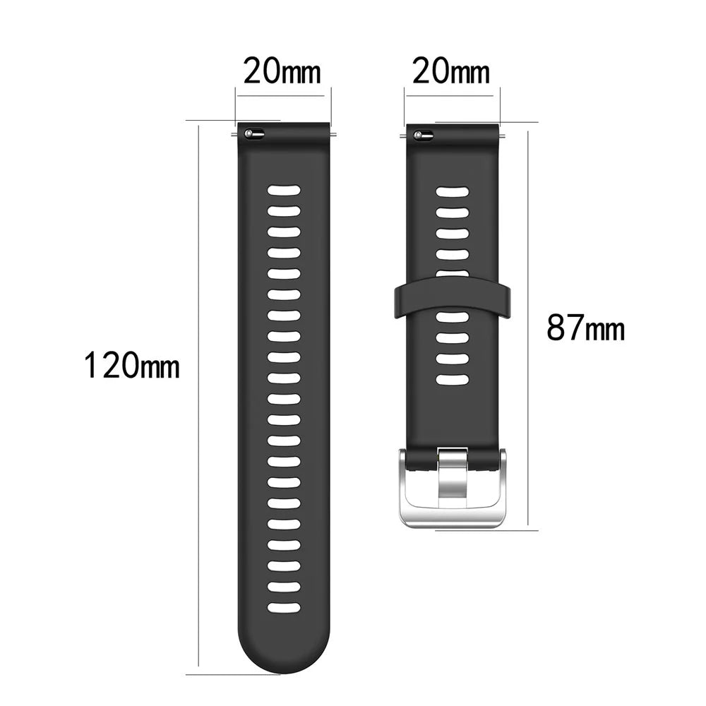 20mm Silicone Watch Strap for Garmin Forerunner 245 Smart Watch Band Replacement - Black - 5