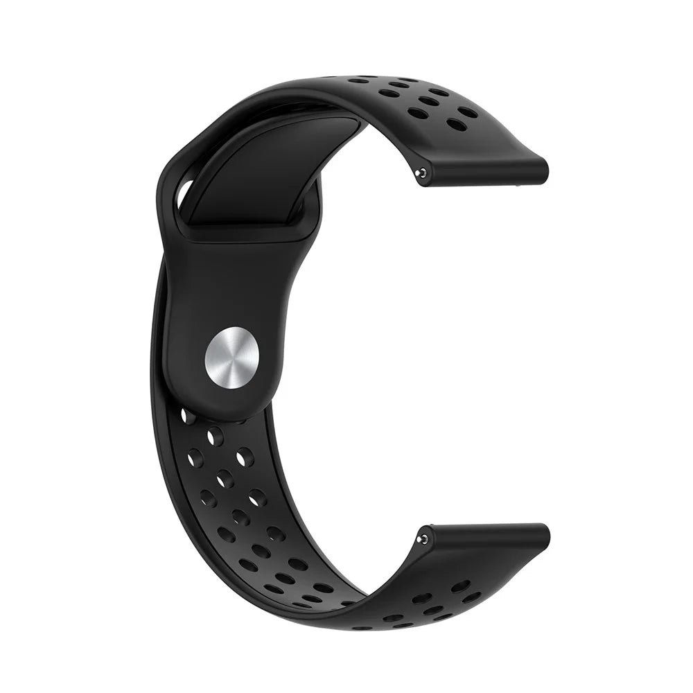 22mm Breathable Holes Silicone Bracelet Wrist Strap Replacement for Garmin Venu 3 / POLAR Vantage M Smartwatch Band - Black - 2