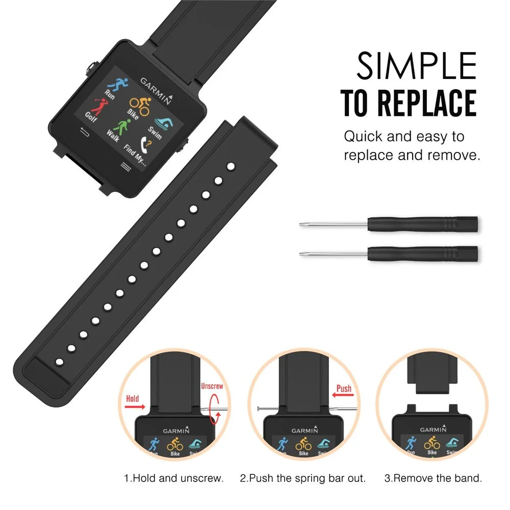 Silicone Smart Watch Band Replacement Strap for Garmin Vivoactive Acetate - Black - 3