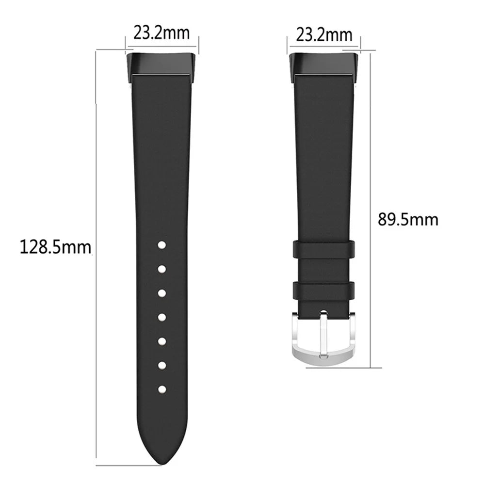 Metal Buckle Genuine Leather Smart Watch Strap Adjustable Wrist Band for Fitbit Charge 6 / 5 - Dark Blue - 5