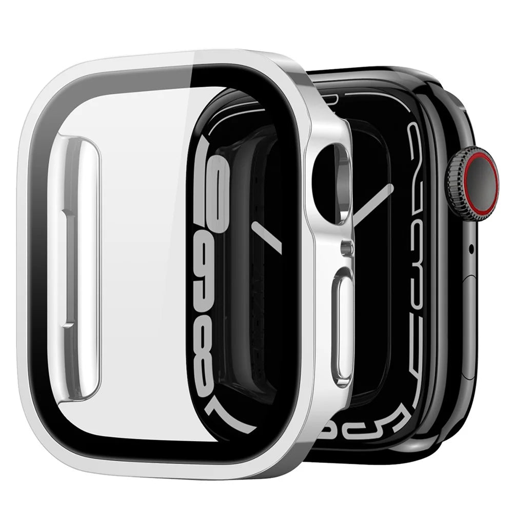 DUX DUCIS Electroplated Hard PC Case for Apple Watch Series 9 / 8 / 7 41mm, Anti-Scratch Smart Watch Protective Case with Screen Protector - Silver - 1