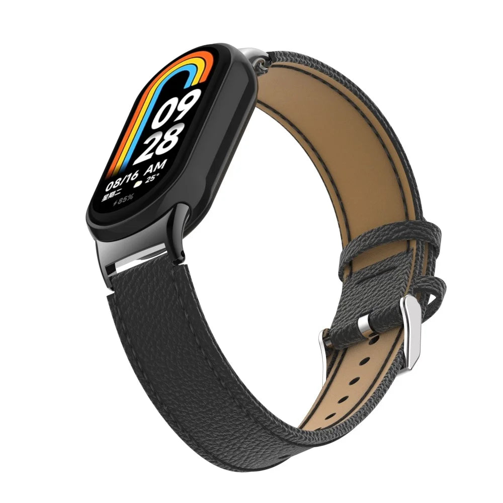 For Xiaomi Smart Band 9 NFC / 9 / 8 NFC / 8 Genuine Cow Leather Watch Band Watch Strap with Connector - Black - 4