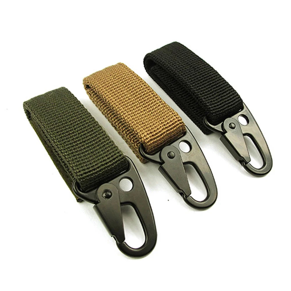 AOTU Tactical Ribbon Buckle Keychain Carabiner Nylon Belt Gear Keeper - Random Color - 2