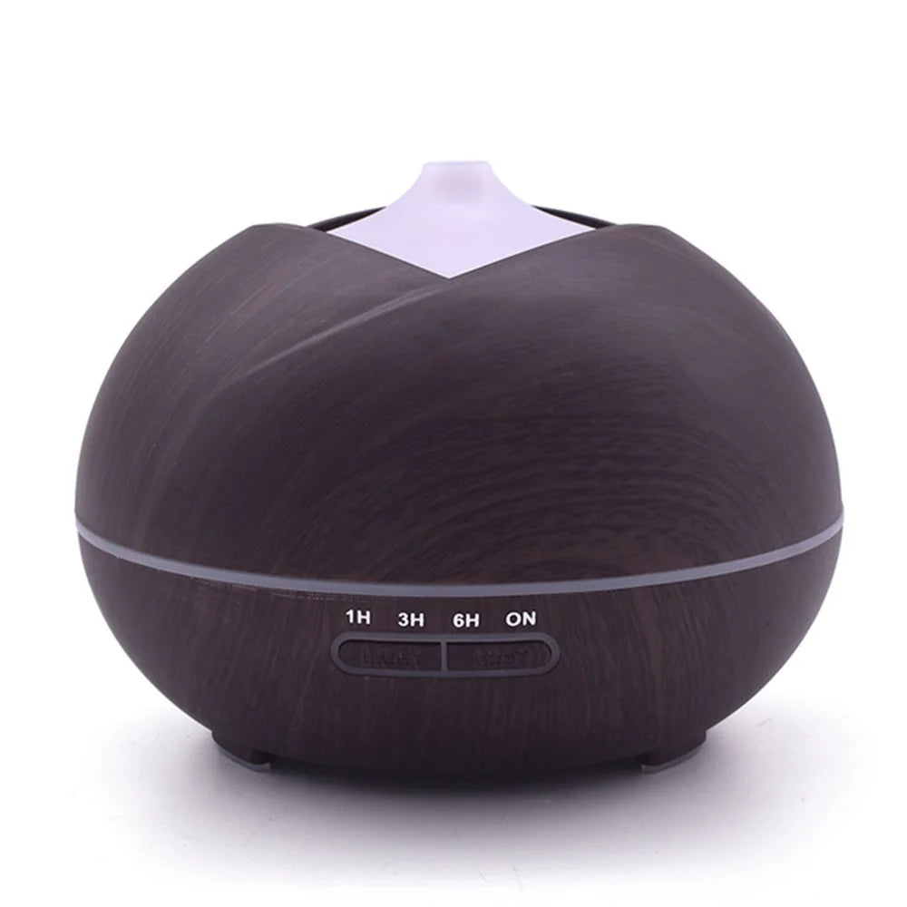 400ml Wood Grain Air Humidifier Essential Oil Aroma Diffuser with 7 Colors Light - Black / EU Plug - 2