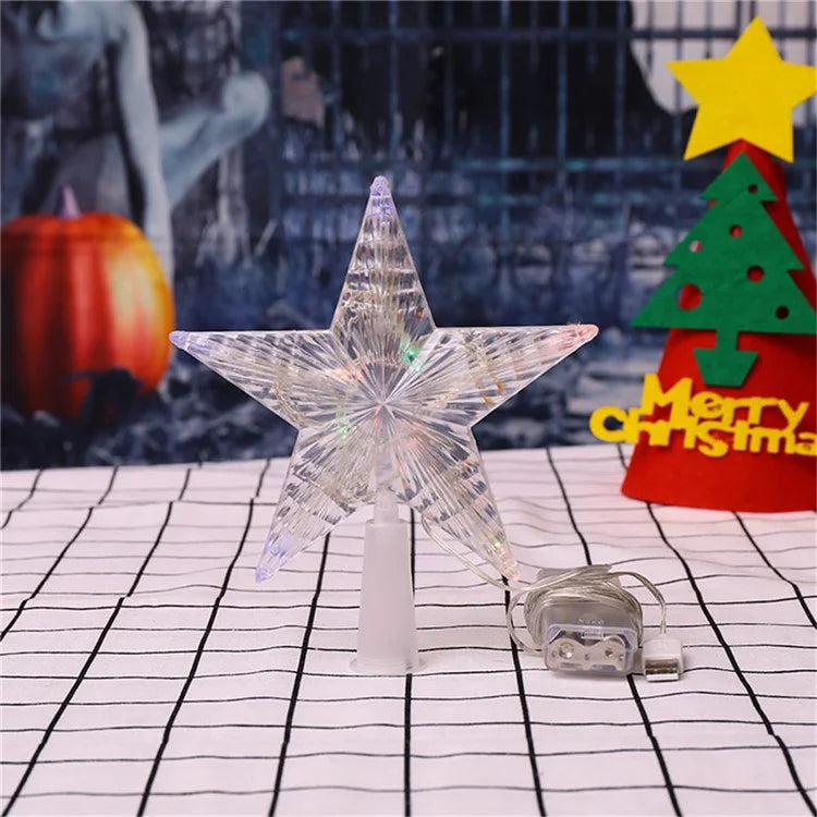 USB LED Light Star Ornament Party Supplies Christmas Tree Top Lamp - 3