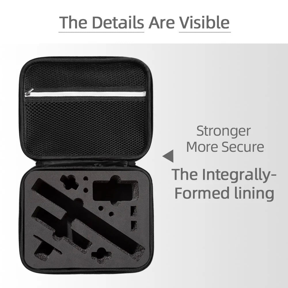 For DJI Osmo Action 3 / Action 4 / Action 5 Pro Portable Zipper Camera Protection Case EVA Hard Shell Handle Strap Camera Accessories Storage Bag - Black - 7