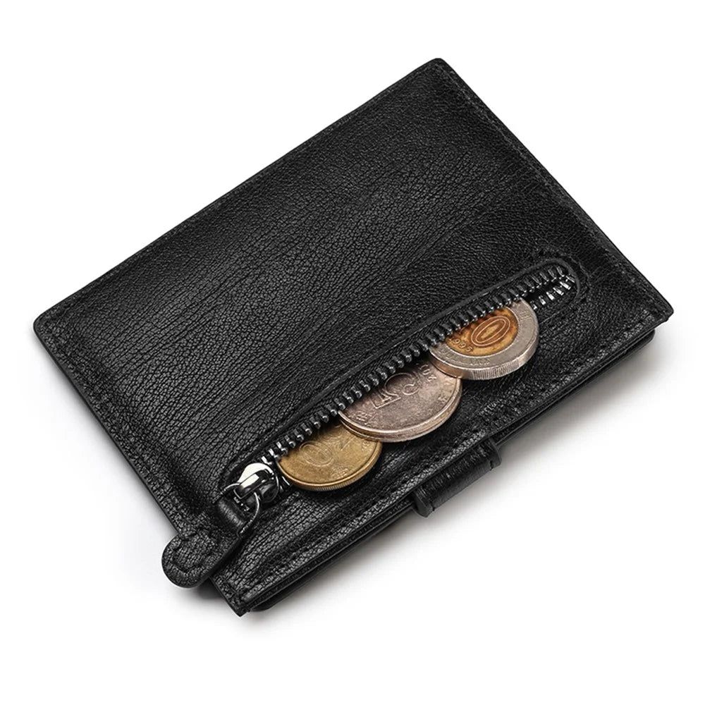 Anti-demagnetization Anti-theft Wallet Zipper Coin Purse with Multiple Card Slots - Black - 2