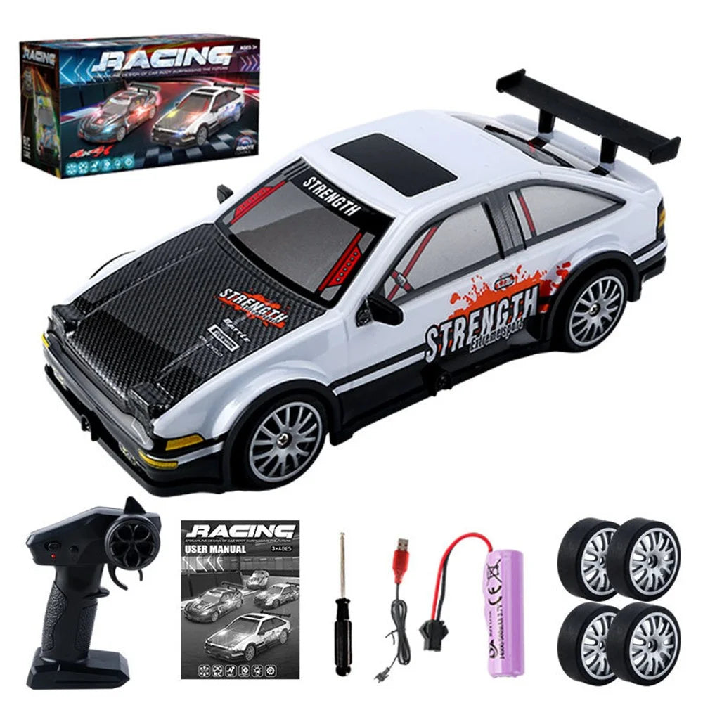 KY-S204 AE86 Style 1 / 20 4WD RC High Speed Drift Car with Light Remote Control Toy Car - White - 1