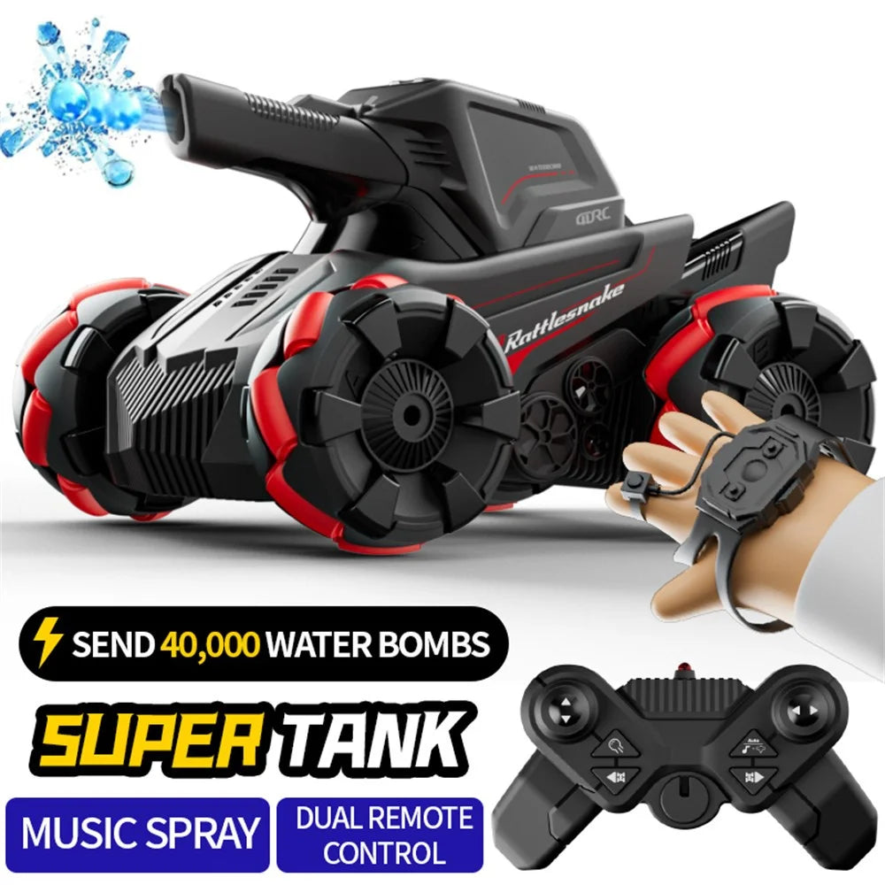 4DRC 4D-Y8 RC Tank Car 4WD Off-Road Water Bullet Shooter Dual Remote Control Dual Battery - Blue - 2