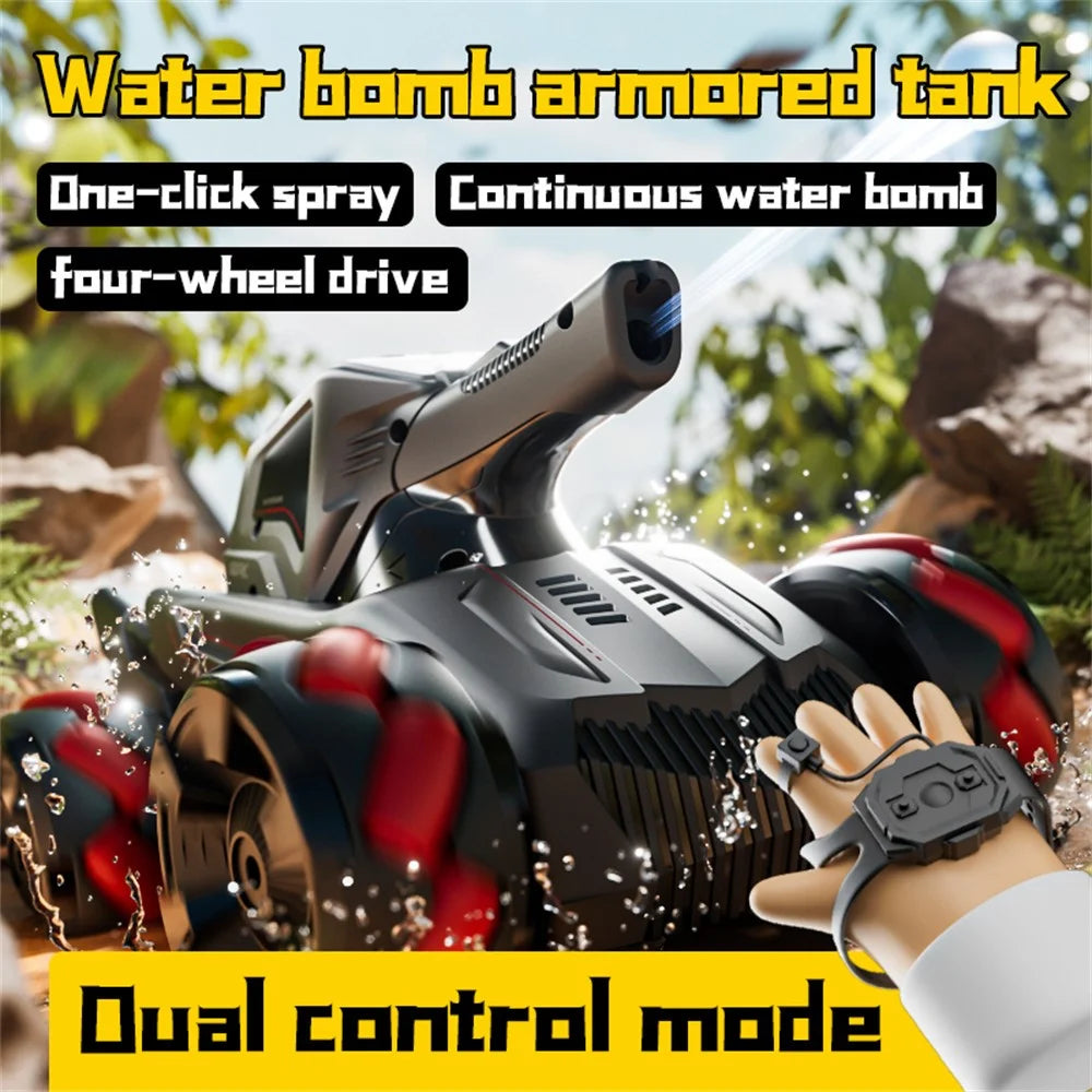 4DRC 4D-Y8 RC Tank Car 4WD Off-Road Water Bullet Shooter Dual Remote Control Dual Battery - Blue - 3
