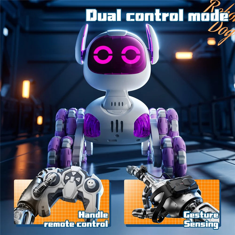 4DRC 4D-Y9 Children RC Robot Dog 8 Wheels Remote Control Stunt Model with 2 Batteries - Grey - 5