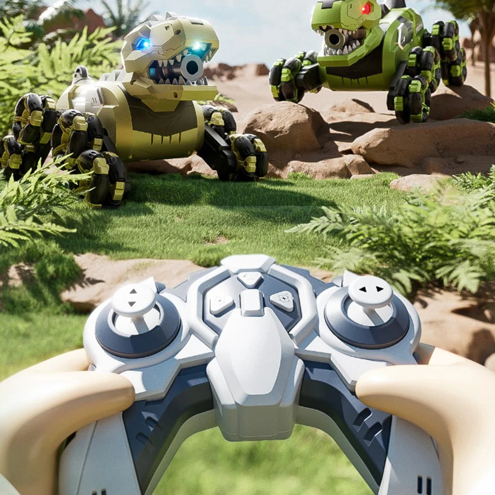 4DRC 4D-Y12 Dinosaur Shape 8 Wheels RC Car Spray Toy for Kids, Single Controller / Dual Battery - Green - 7