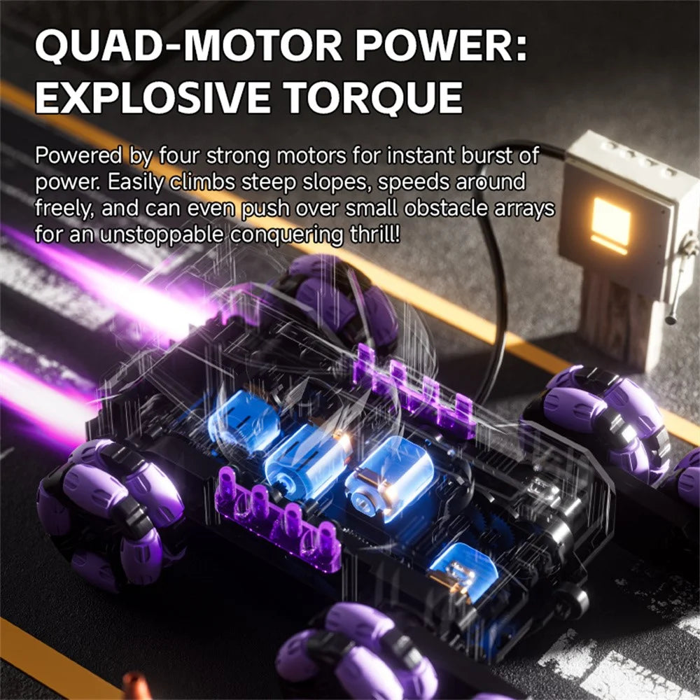 4DRC 4D-Y13 Water Bomb Launcher Dual Control 6 Wheel Drive RC Stunt Tank Children Gift, with 1 Battery - Purple - 6