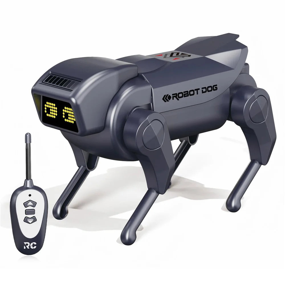 1028K Kids Remote Control Robot Dog Electronic Walking Mechanical Pet Toy With LED Light - Black - 1