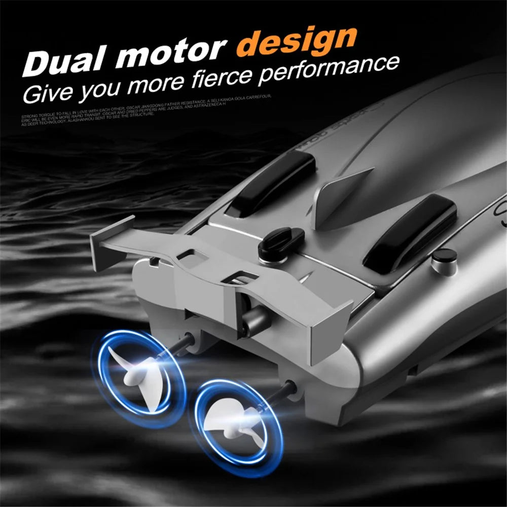 805 Remote Control Racing Boat 2.4G 30Km/h High Speed Dual Motor RC Boat for Kids Adults, with 1 Battery - Grey - 4
