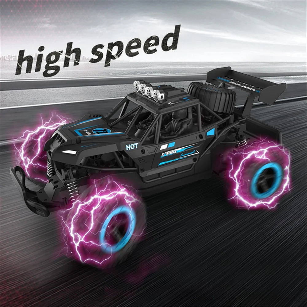 JJRC Q102 2.4G Full Scale Remote Control Racing Truck High-Speed Two-Wheel Drive Off-Road Vehicle Crash Resistance RC Car Toy - Black / Red - 4