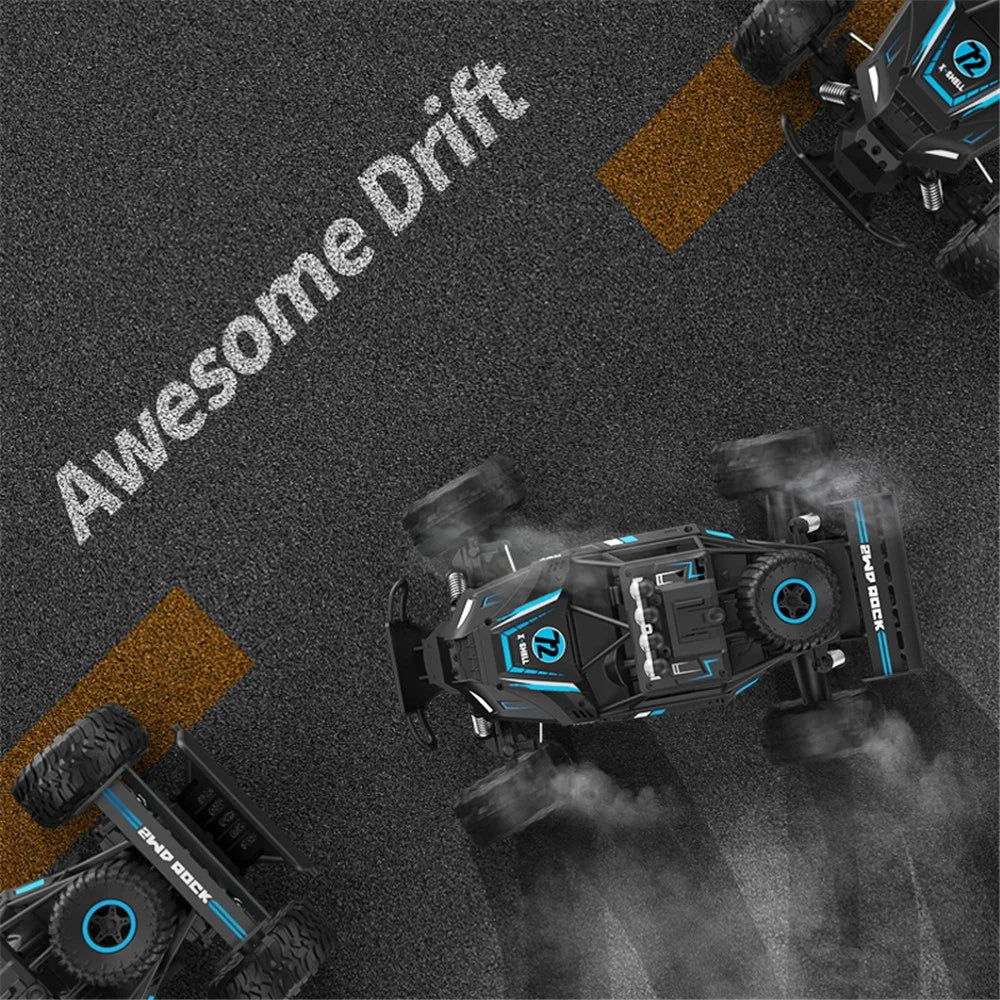 JJRC Q102 2.4G Full Scale Remote Control Racing Truck High-Speed Two-Wheel Drive Off-Road Vehicle Crash Resistance RC Car Toy - Black / Red - 6