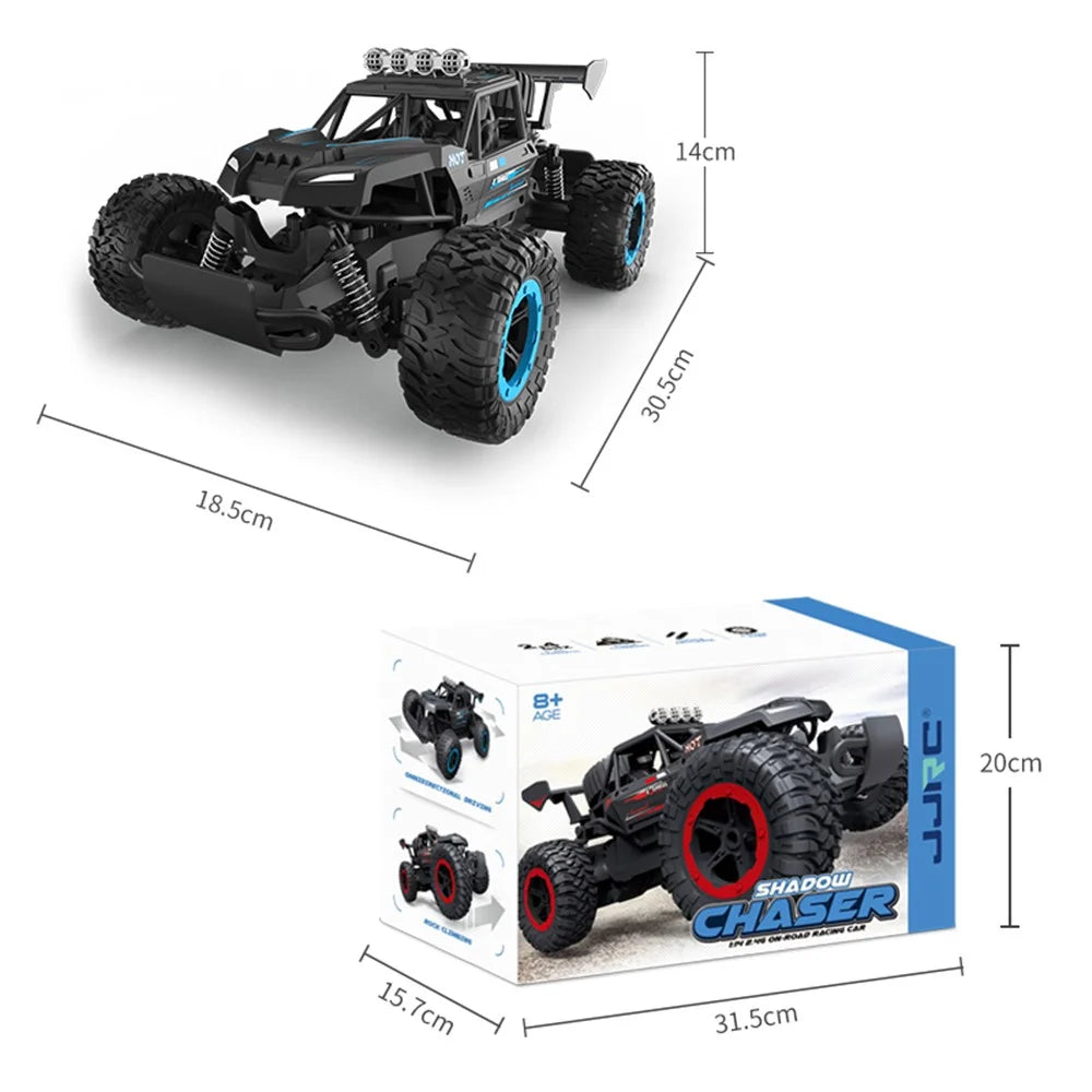 JJRC Q102 2.4G Full Scale Remote Control Racing Truck High-Speed Two-Wheel Drive Off-Road Vehicle Crash Resistance RC Car Toy - Black / Red - 7