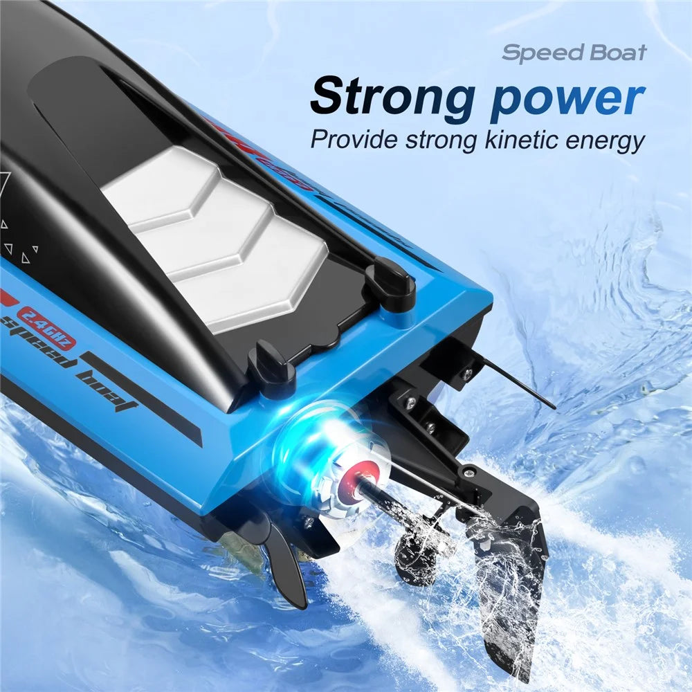 812 2.4Ghz High Speed RC Speedboat Waterproof Remote Control Boat Kids Water Toy, 1 Battery - Blue - 4