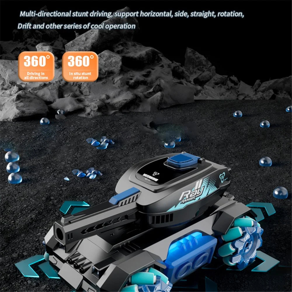 4DRC Y1 RC Tank with Sound Water Bomb Remote Control Stunt Car Toy, with 2 Battery - Blue - 6