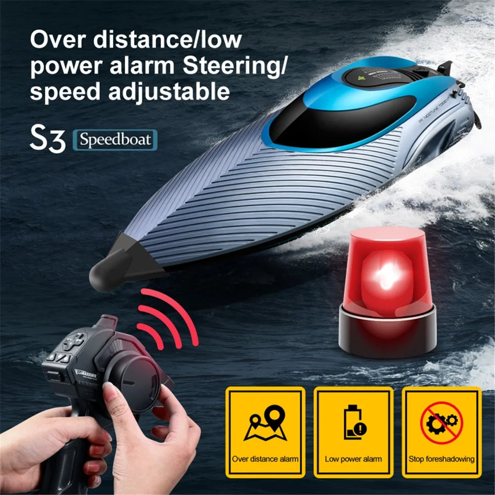 4DRC S3 RC Speedboat 2.4Ghz High Speed Kids Remote Control Boat Water Toy, 1 Battery - Silver - 5