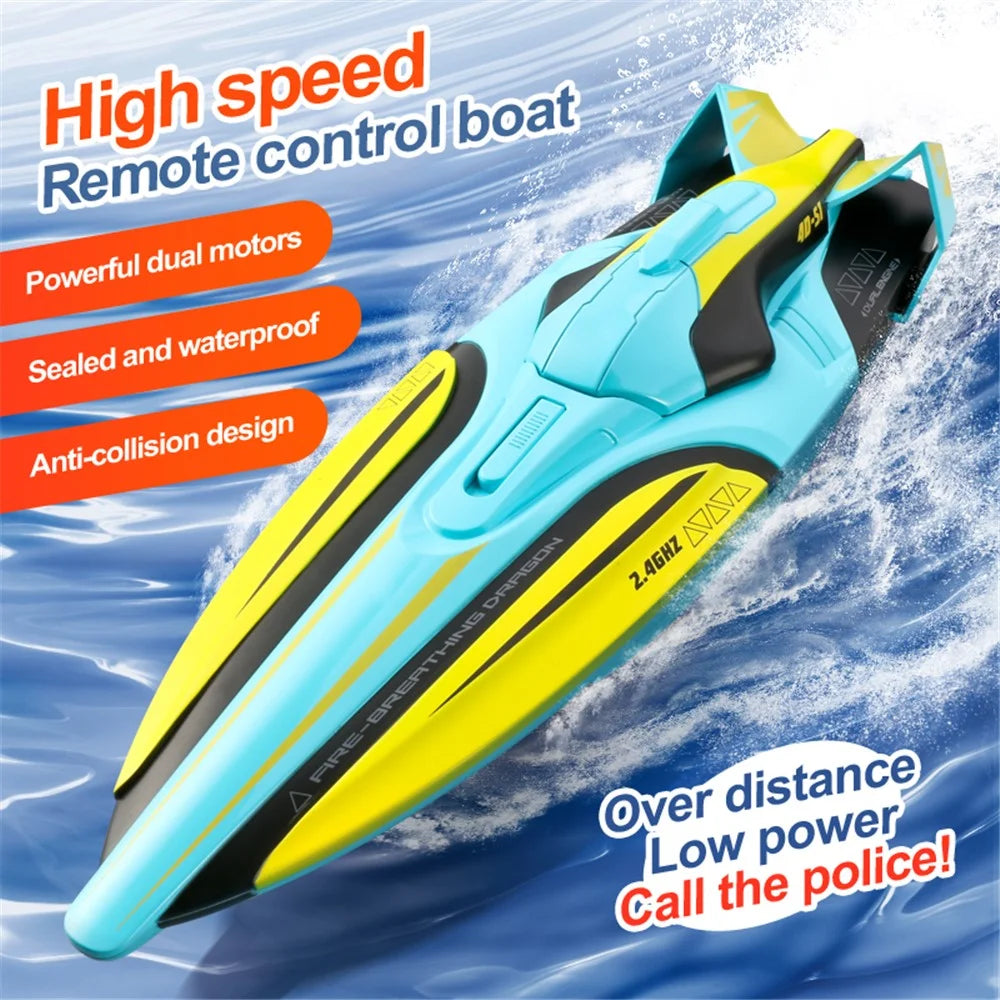4DRC 4D-S1 High-Speed 2.4G RC Boat Water Speedboat, Dual Batteries - Silver - 2
